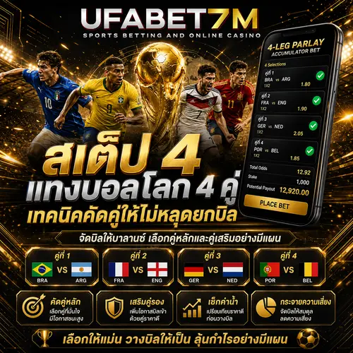 สเต็ป 4 แทงบอลโลก 4 คู่ เทคนิคคัดคู่ให้ไม่หลุดยกบิล